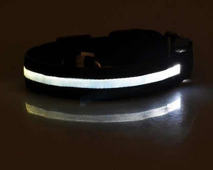 Lysande justerbart LED-halsband för hundar och katter– lysande, blinkande (glow in the dark)