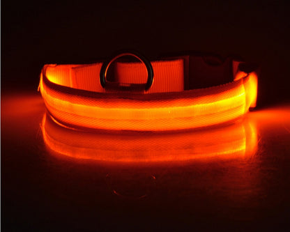 Lysande justerbart LED-halsband för hundar och katter– lysande, blinkande (glow in the dark)