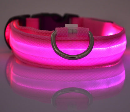 Lysande justerbart LED-halsband för hundar och katter– lysande, blinkande (glow in the dark)