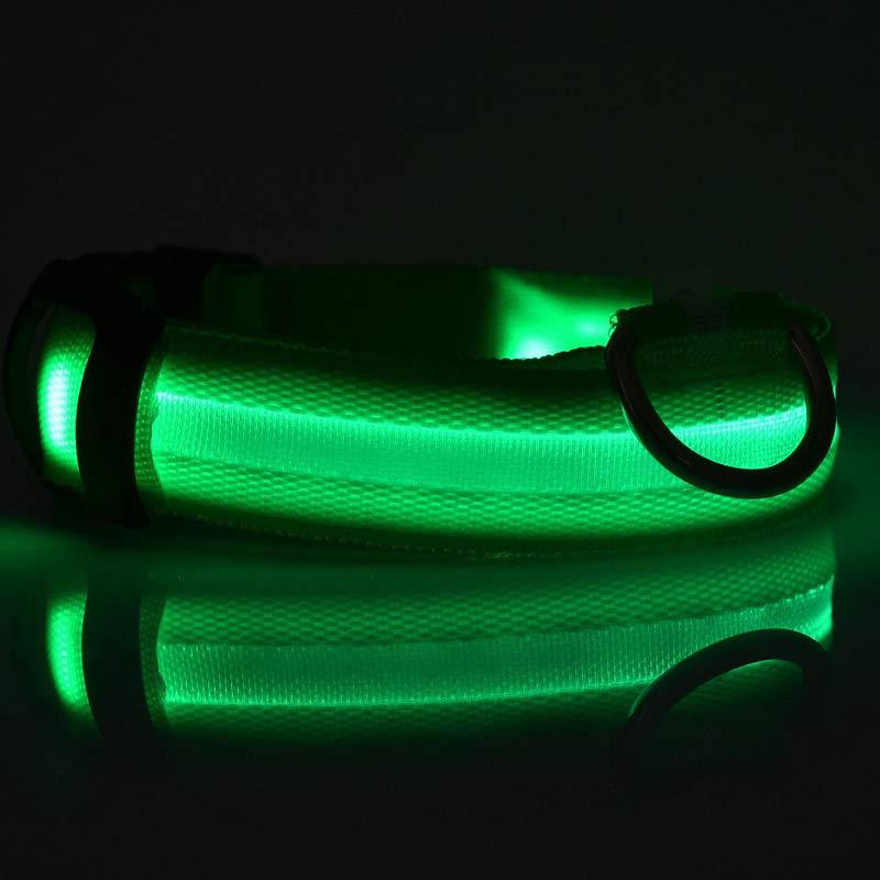 Lysande justerbart LED-halsband för hundar och katter– lysande, blinkande (glow in the dark)