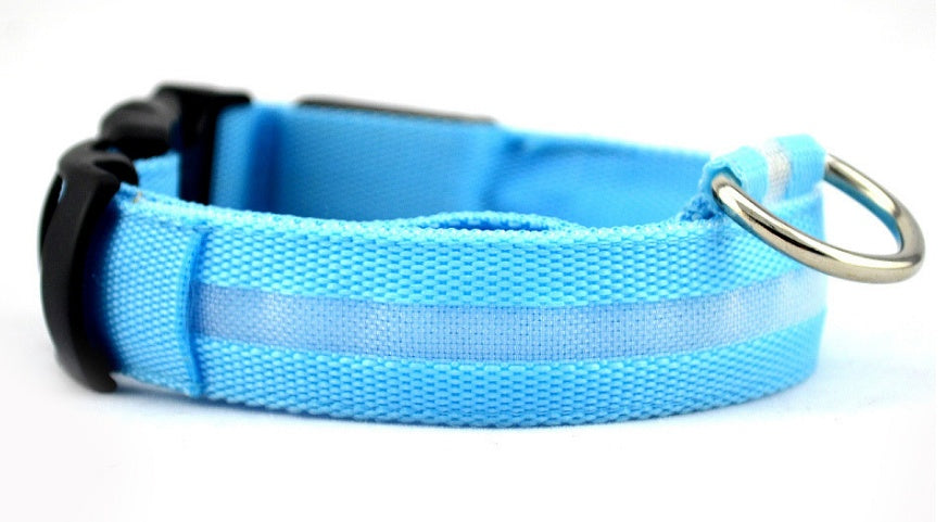 Lysande justerbart LED-halsband för hundar och katter– lysande, blinkande (glow in the dark)