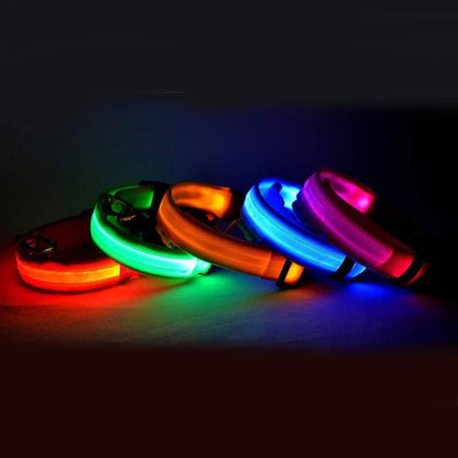 Lysande justerbart LED-halsband för hundar och katter– lysande, blinkande (glow in the dark)