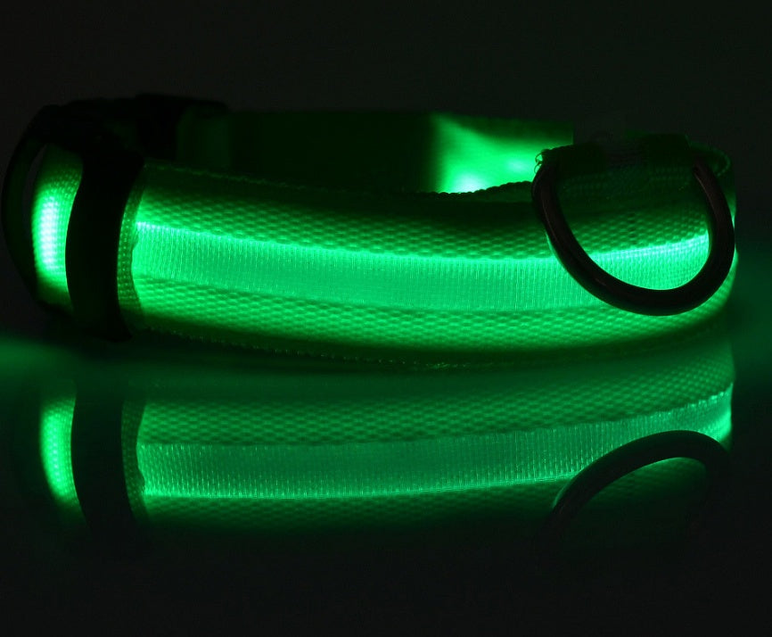 Lysande justerbart LED-halsband för hundar och katter– lysande, blinkande (glow in the dark)