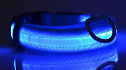 Lysande justerbart LED-halsband för hundar och katter– lysande, blinkande (glow in the dark)