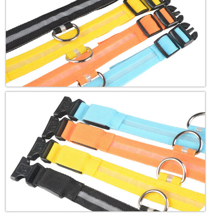 Lysande justerbart LED-halsband för hundar och katter– lysande, blinkande (glow in the dark)